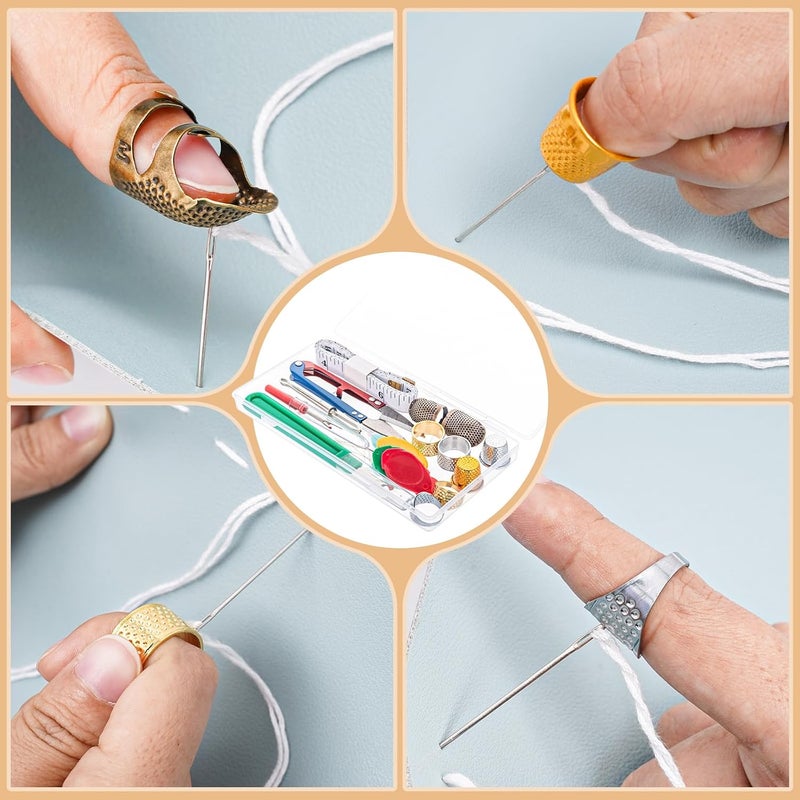 CousDUoBe 20 Pcs Sewing Thimble Kit,thimbles for Hand Sewing，Needle threaders，Seam Rippers for Sewing，Measuring Tape and Thread Snips, Hand Embroidery Craft（Complete Sewing Kit） - Image 3